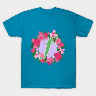 Monogram F, Personalized Floral Initial T-Shirt